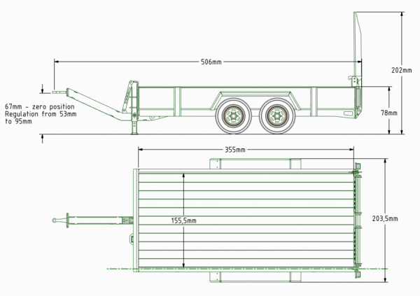 FM Tandem Tieflader mit Rampen 1:14